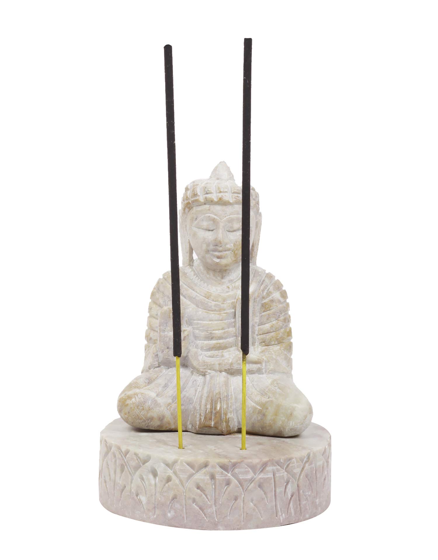 ARTISENIA Buddha Statue Figurine Sitting Sculpture Decoration with Incense Burner Holder 5.5 Inch