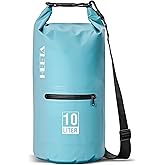 HEETA Waterproof Dry Bag with Front Zippered Pocket for Women Men, 5L/10L/20L/30L/40L Roll Top Lightweight Dry Storage Bag Backpack for Travel, Kayaking, Boating, Rafting, Camping, Hiking & Beach
