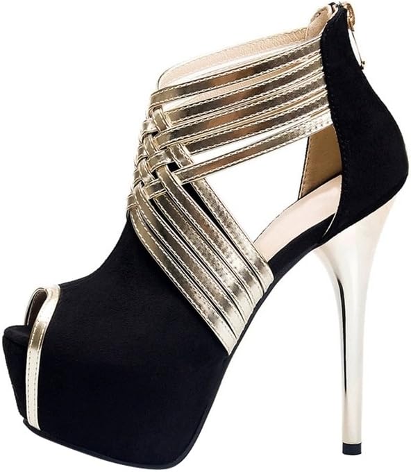 Ooptimal Roma Style Cocktail Dating Shoes Sandles Black US 7