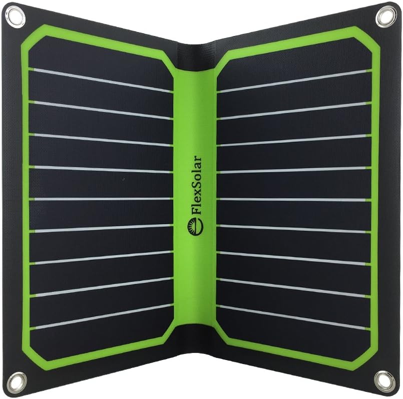 FlexSolar 10W/5V Foldable Solar Powered Phone Charger Outdoor Portable Solar Panel with USB Output Green