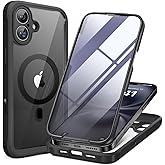 Miracase for iPhone 16 Case 6.1'', Full-Body Bumper Phone case with Built-in Full Glass Screen &Camera Control,No Gap,Compatible with MagSafe,Drop Proof 16 Cover,Black