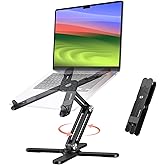OMOTON 360° Rotating Laptop Stand Riser for Desk, Ergonomic Foldable Computer Stand Adjustable Height Angles for Collaborative Work, Easy Storage Fit Macbooks,All Laptops up to 16 inches, Black