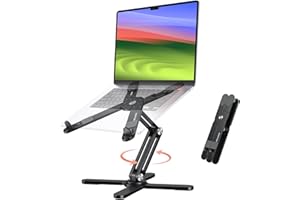 OMOTON Foldable 360 Rotating Laptop Stand for Desk, Adjustable Computer Stand Riser for Collaborative Work, Easy Storage Alum