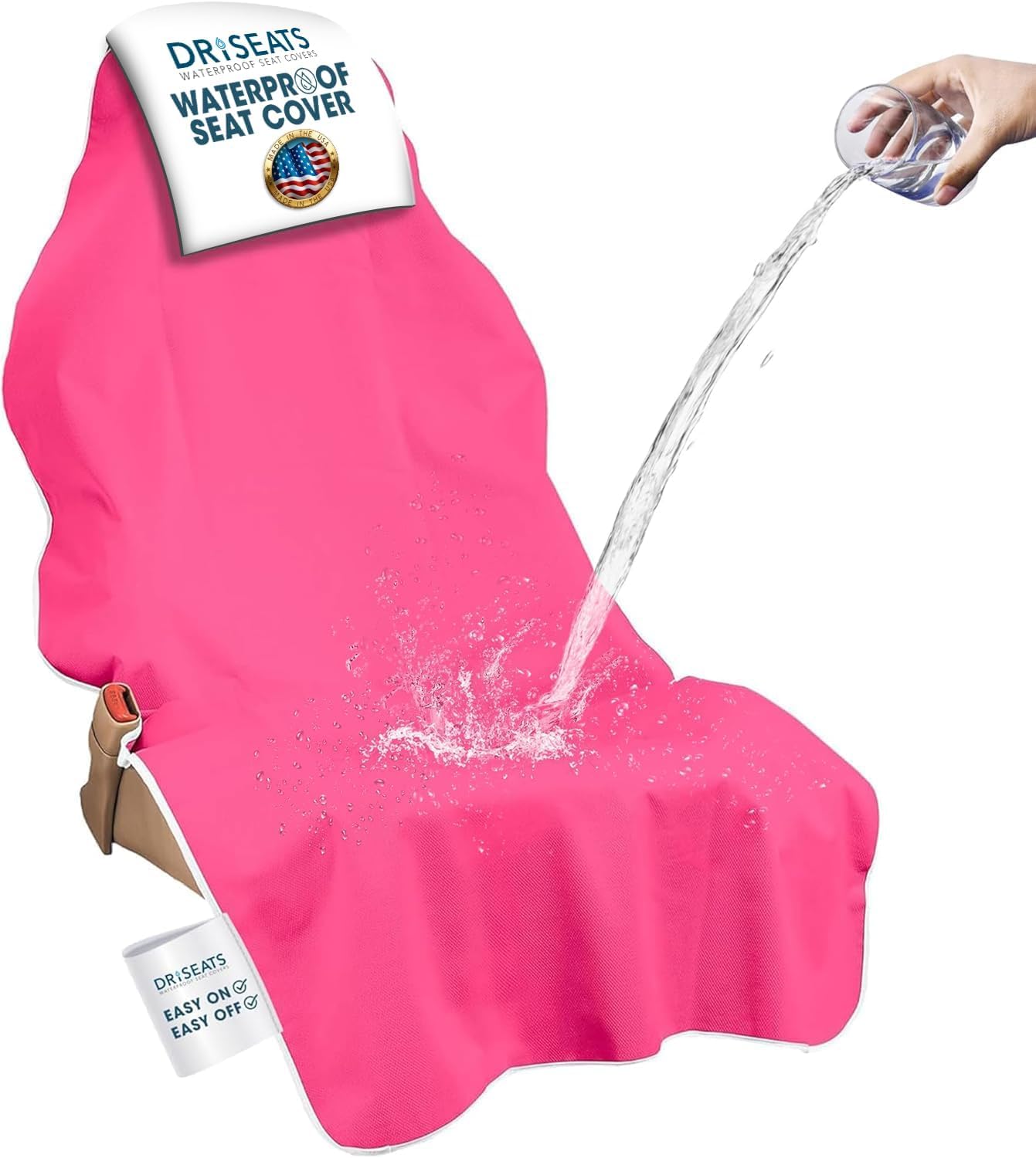 Dri Seats Waterproof Car Seat Cover – Premium Sweat Towel with Slip Resistant Backing for Front Seats in Cars, Trucks, SUVs – Universal Seat Covers & Liner, Easy Install (Fuchsia, Large)