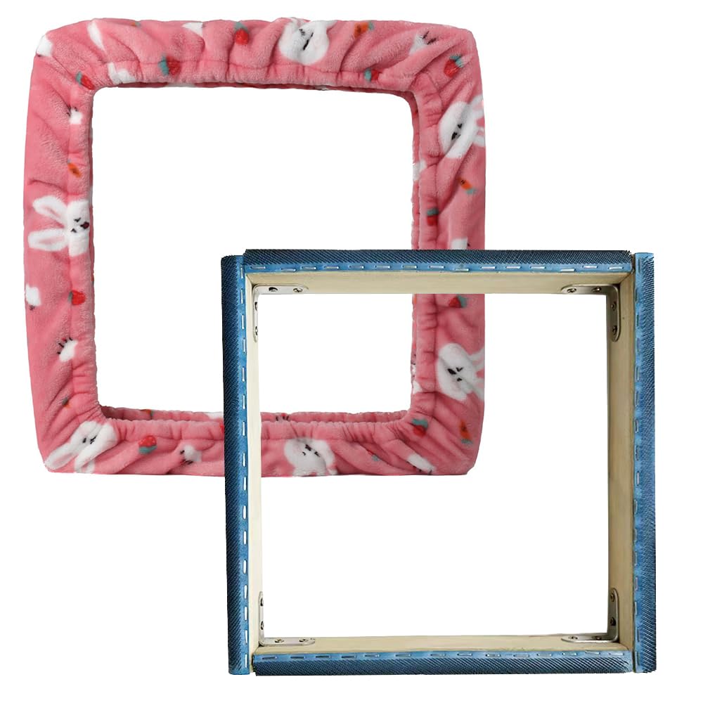 Photo 1 of 19.7"*19.7" Rug Hooking & Punch Needle Frame with Gripper Strip & Cross Stitch Hoop, Frame Cover (Pink)