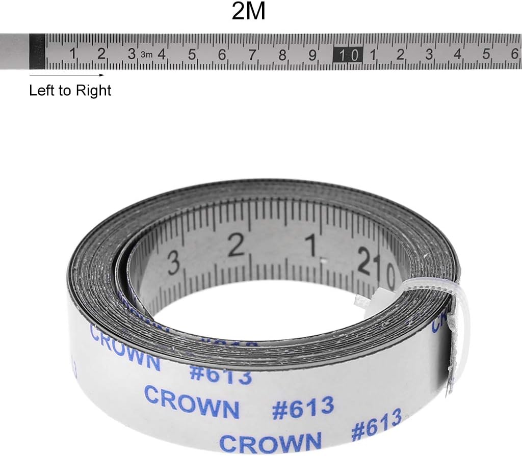 JunYe Stainless Steel Miter Track Tape Measure Self Adhesive Metric Scale Ruler 1M-3M For T-track Router Table Saw Woodworking Tool - Left to Right - 2M
