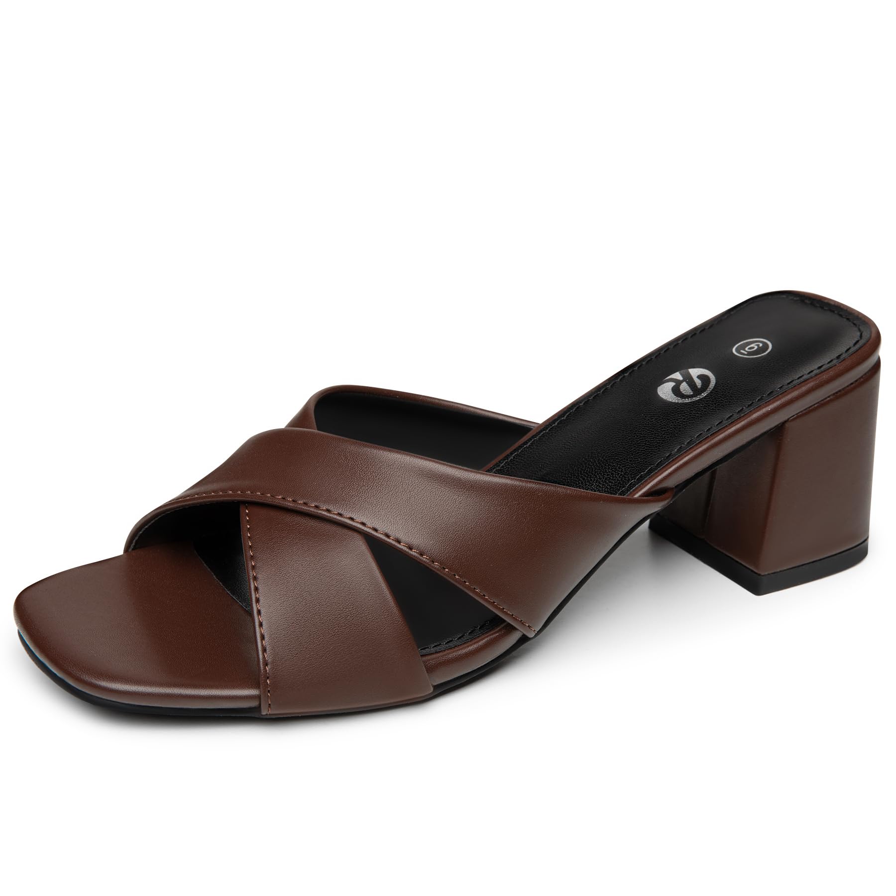 Photo 1 of Rekayla Heels for Women,Square Toe Heeled Sandals,Coffee Mules for Women,Chunky Sandals Women dressy Comfortable,Women's Mules& Clogs,Coffee Size 8
