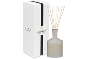 LAFCO New York Classic Reed Diffuser, Champagne - 6 oz - Up to 3 Months Fragrance Life - Reusable, Hand Blown Glass Vessel - Natural Wood Reeds - Made in The USA
