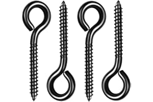 SKNONO Screw Eyes, Heavy Duty Eye Screw Hooks, Screw in Eye Hooks for Indoor & Outdoor Use, Black Self Tapping Screws, Eye Bolts 12 Pack, 3.2 Inches
