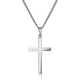 Amazon Essentials Sterling Silver Polished Cross Pendant Necklace (previously Amazon Collection)