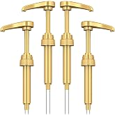 Neosoge Coffee Syrup Pump Dispenser, 4 Packs of Syrup Pump for 750ml/25.4 oz Syrup Bottle, Gold Pumps for Coffee Syrup Bottle, works with Torani, DaVinci, Jordans Skinny 750ml Syrups Bottles (Gold)