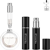 Refillable Perfume Atomizer, Bottom Filling Fragrances Perfume Bottle, Mini Cologne Dispenser, Travel sized, Portable Sprayer for Women Men, Gift (ESSENTI, BLACK)
