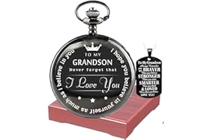 Udaney to My-Grandson-Pocket-Watch-Gifts from Grandpa Grandma Christmas Gifts for Him Birthday for Grandson, Graduation Gifts for Men