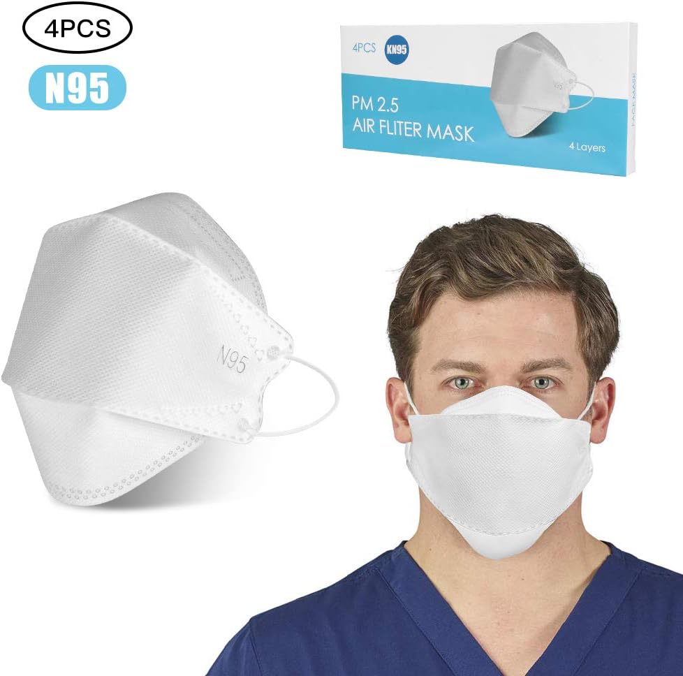4PCS N95 4-Layer Dust massk, Adjustable PM2.5 Air Filter massk, Disposable Face massk,Mouth Cover massk, Comfortable Filter Safety Sanitary massk