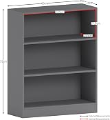 Vida Designs Cambridge 3 Tier Low Bookcase Grey Wood Shelving Unit view 3