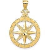 14k Yellow Gold Compass Pendant Charm 