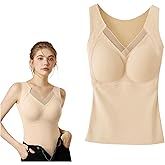 MIUPOO Women's Thermal Tank Tops Sleeveless Thermal Underwear Winter Warm Camisole Base with Built in Bra,1 Piece.