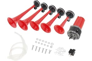 ePathChina 125db 12V 5 Trumpet Musical Car Air Horn with Compressor for Auto Truck Boat Bus