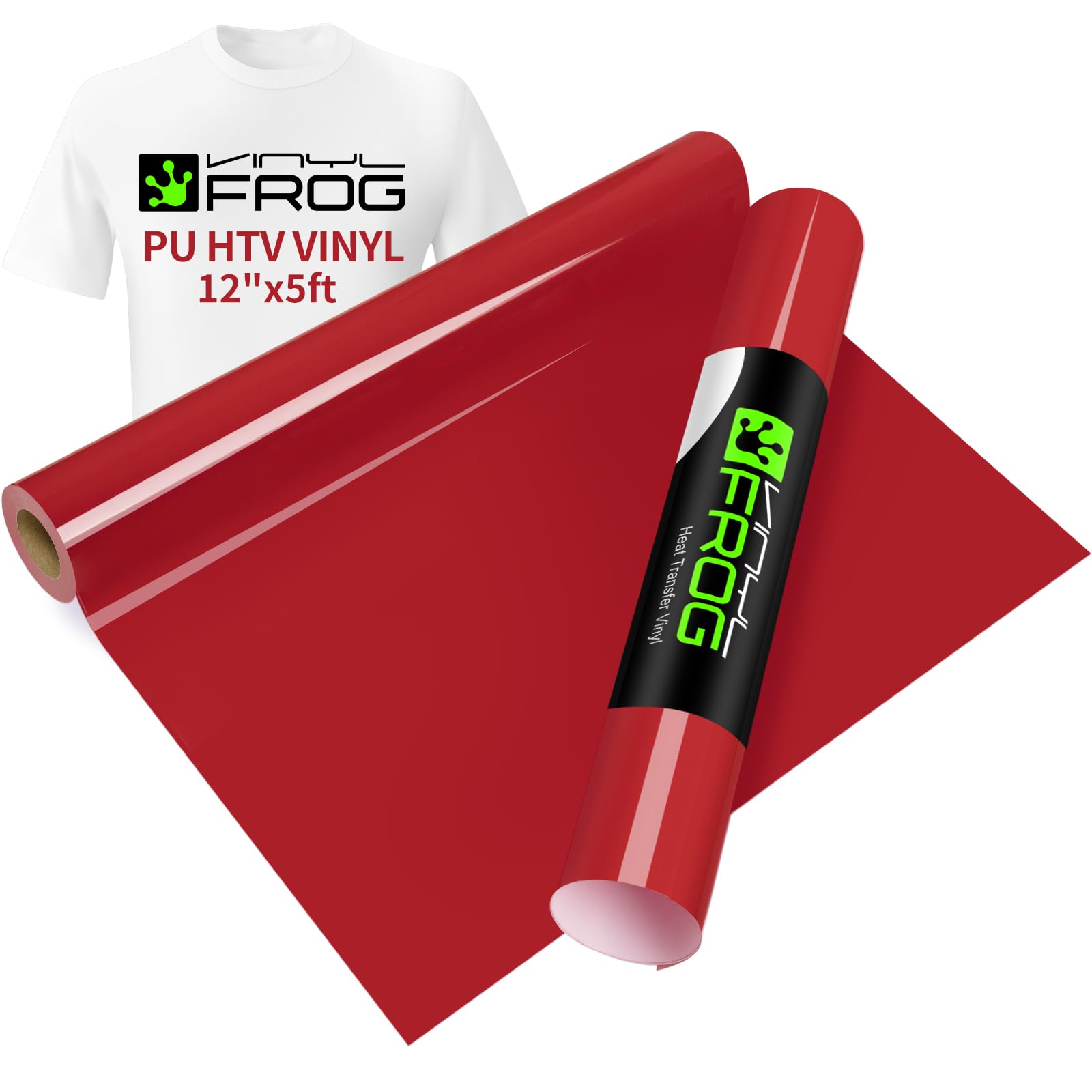VINYL FROG Heat Transfer Vinyl Roll HTV Vinyl - 30.5x155cm Red Iron on Vinyl for T-Shirts, Heat Press Vinyl for DIY Craft Designs (Red)
