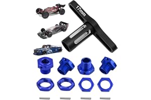 RCMYou 17mm Wheel Hex/Nuts & Wheel Wrench Upgrades Part for 1/7 ARRMA Infraction 6s BLX/Mojave 6s BLX/Limitless 1/8 Typhon 6S BLX,Aluminum Hex Hub Adapters Hops Up,Navy Blue
