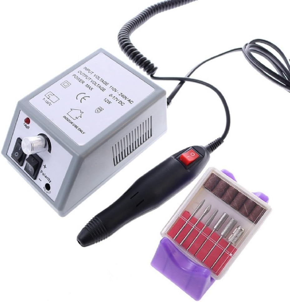 Yimart 1Set Professional Electric Nail Kit Nail File Nail Tips Manicure Machine Electric Nail Art Pen Pedicure 6 Bits Nail Art Tools Kit Nail Drill Machine (A)