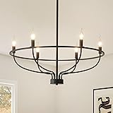 VBKK Black Chandelier Light Fixture, 6-Light Modern