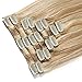 22 inch 110g Clip in Remy Human Hair Extensions Full Head 8 Pieces Set Long length Straight Very Soft Style Real Silky for Beauty #12/613 Light Golden Brown/Bleach Blonde