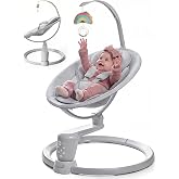 Grownsy Baby Swings for Infants, Dual Motion Side-to-Side &amp; Front-to-Back | Baby Swing Rocker with 5 Speeds and Built-in Music, 270&deg; Seat Rotation, 5-Point Harness for Newborn 0-9 Months