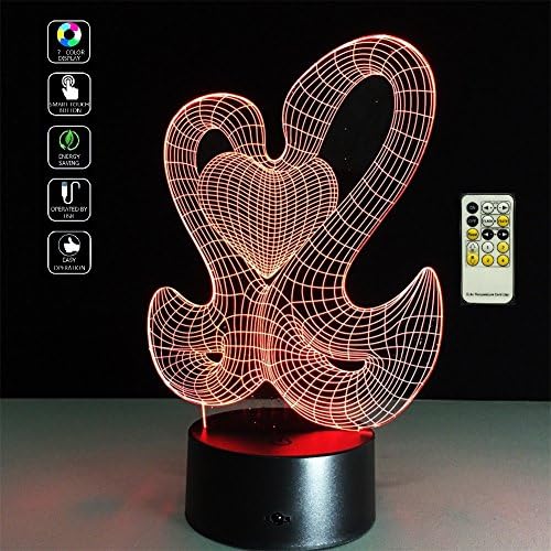 Deerbird 3D Illusion Animal Swan Love Remote Control LED Touch Switch Desk Table Lamp Night Light with 7 Color Change for Kiddie Kids Children Gift Theme Decoration(USB or Battery Powerd 2 Modes)
