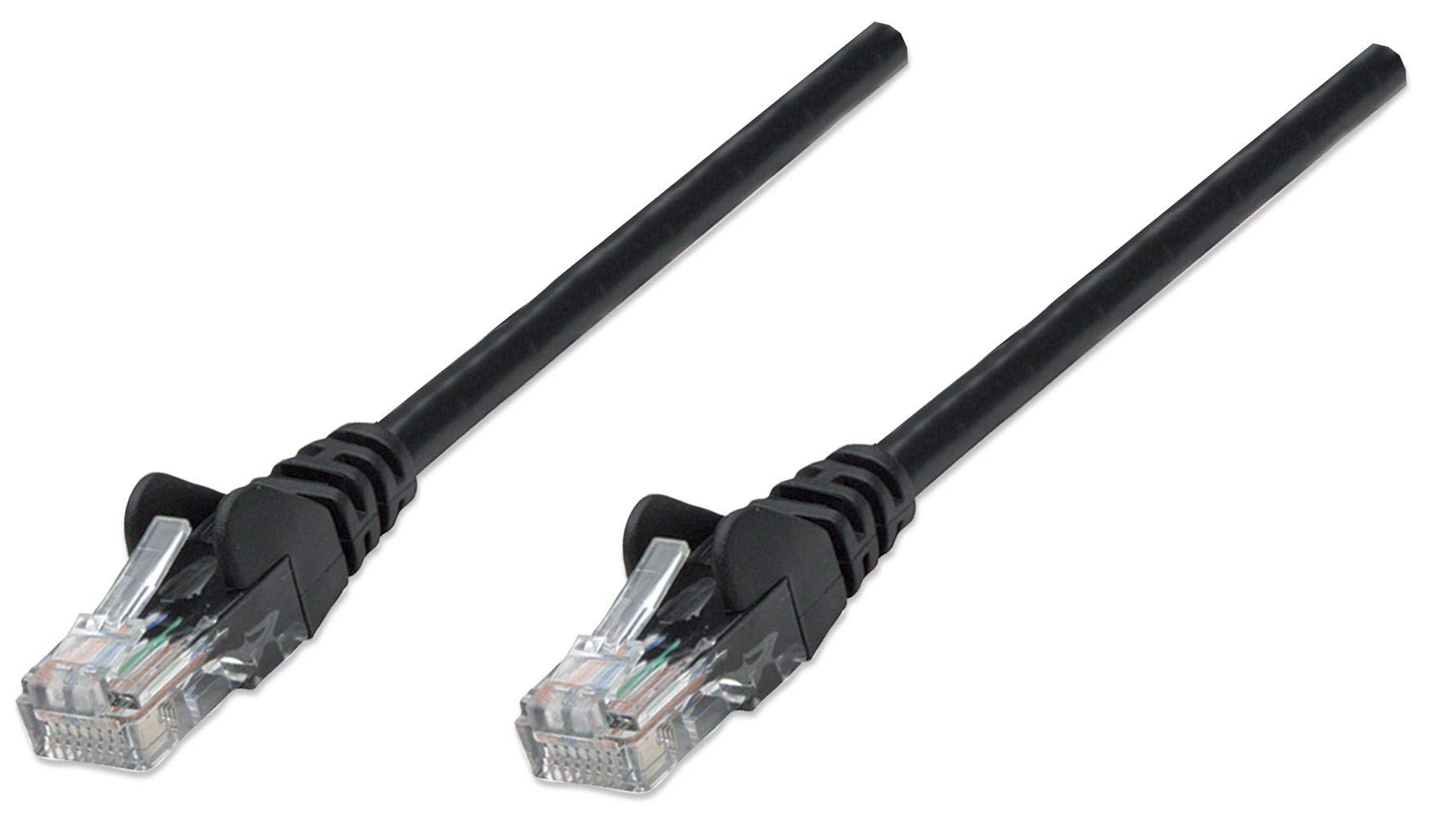 Intellinet Network Patch Cable, Cat5e, 0.25m, Black, CCA, U/UTP, PVC, RJ45, Gold Plated Contacts, Snagless, Booted, Polybag