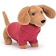 Jellycat Pink Sweater Sausage Dog Stuffed Animal, 9.5 inches - Dogs & Puppies Plush Toy - Classic Children's Gift