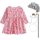 IBTOM CASTLE 100 Days of School Costume Old Lady Costume for Toddler Girls Grandma Dress Wigs Fancy Dress