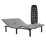 Fromann Adjustable Electric Queen Bed Base Frame with Massage, USB Type-C Ports, Zero Gravity, Under Bed Led Lighting and Three Leg Height (Grey)