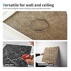 Art3d Decorative Ceiling Tile 2x2 Glue up, Lay in