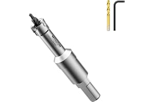 Mollom (1/2''|13mm) Heavy Duty Carbide Hole Saw with 2 Pilot Drill Bits, Hole Cutter cuts Stainless Steel, mild Steel, Iron, Copper, Brass, Plastic