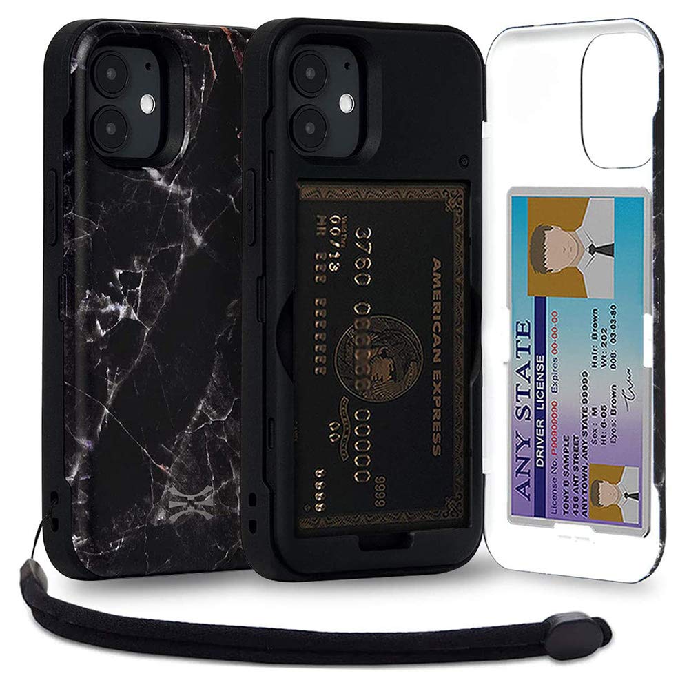 TORU CX PRO for iPhone 12 Mini Case Wallet | Protective Shockproof Heavy Duty Cover with Hidden Card Holder & Card Slot | Mirror & Wrist Strap Included - Marble — image 1