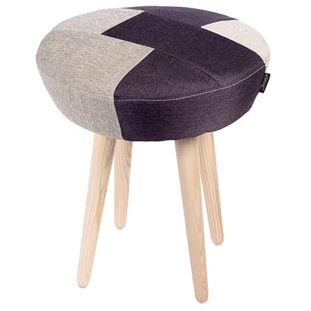 Decostyle PU Foam Tetra Stool with Solid Wood Legs for Living Room/Bed Room