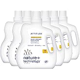 ATTITUDE Liquid Laundry Detergent, EWG Verified, HE Compatible, Plant-Based & Vegan, Natural Laundry Soap, Citrus Zest, 36 Loads, 60.8 Fl Oz (Pack of 6)