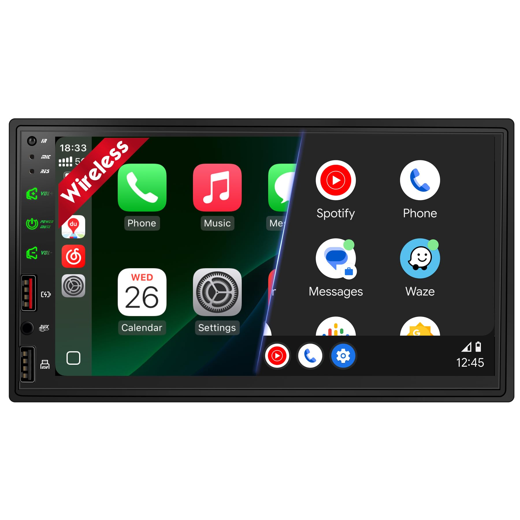 Photo 1 of [Upgraded DSP] 7'' Double Din Car Stereo with Wireless Apple Carplay Android Auto, 240W Powerful Sound, FM/AM Radio, 7 Inch LCD Ultra HD Touchscreen, Bluetooth Handsfree, Waterproof Backup Camera, SWC