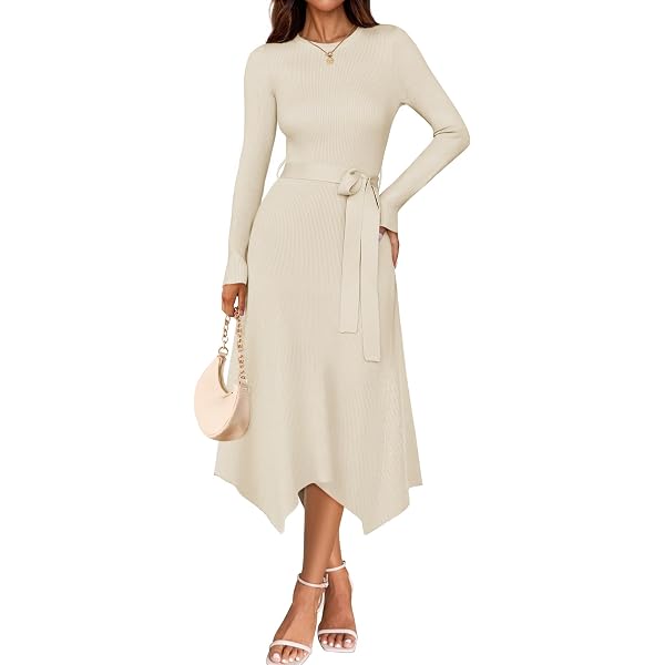 ZESICA Women's Long Sleeve Sweater Dress Fall 2025 Crewneck Ribbed Knit Pleated A-Line Maxi Wedding Guest Dresses,Apricot,Small at Amazon Women's Clothing store ZESICA Women's Long Sleeve Sweater Dress Fall 2025 Crewneck Ribbed Knit Pleated A-Line Maxi Wedding Guest Dresses,Apricot,Small at Amazon Women's Clothing store