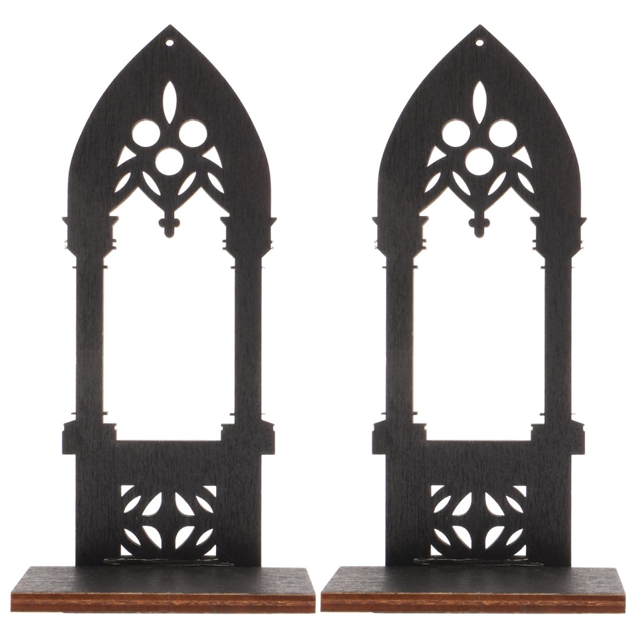 Luxshiny 2PCS Candle Sconces: Candle Holders Gothic Arch Wooden Decorative Pillar Stands, Black Matte Finish, for Home Decor, Weddings, Parties, Meditation, and Festive Occasions