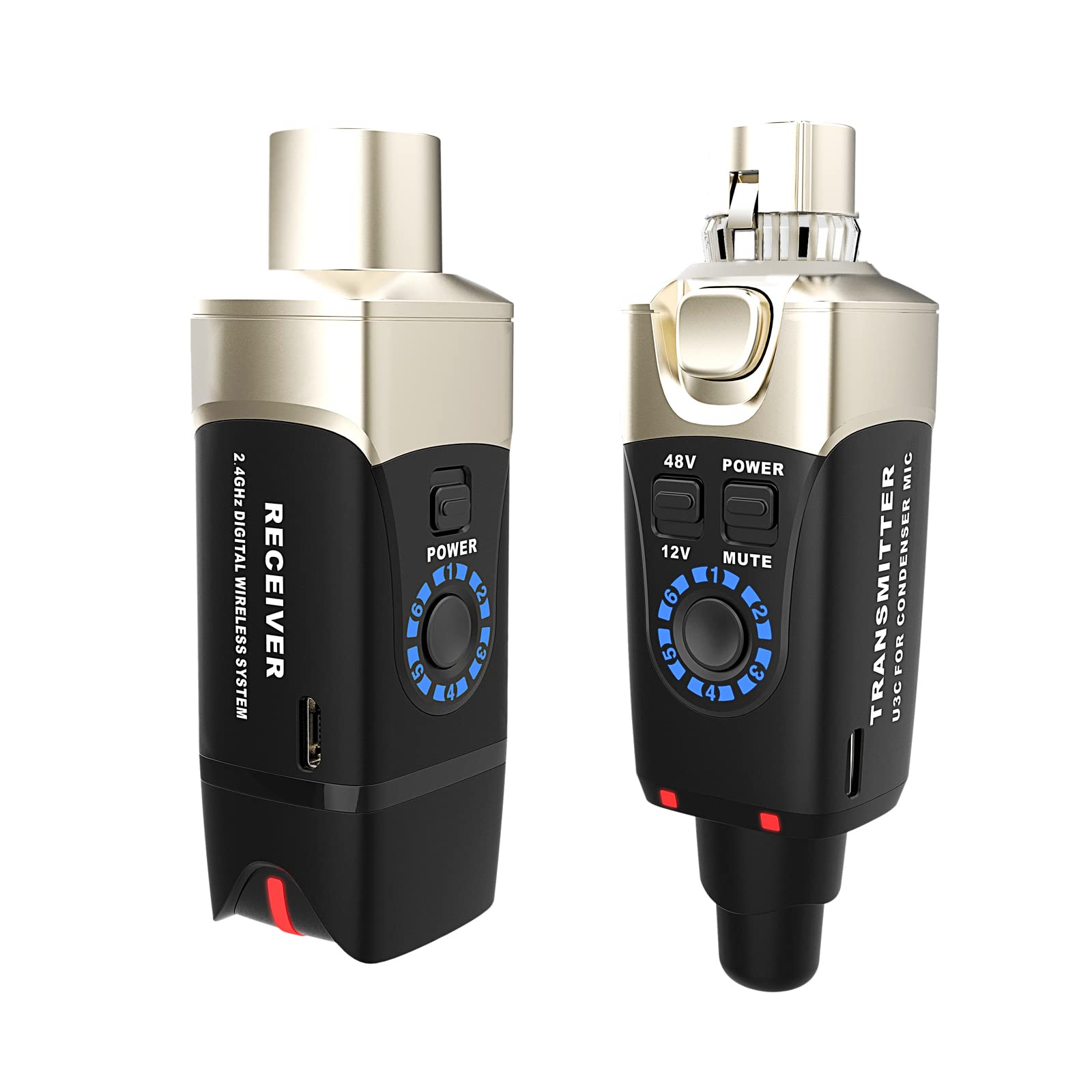 Xvive U3C Microphone Wireless System 2.4GHz XLR Wireless Transmitter and Receiver for Condenser Microphone, Audio Mixer, PA System