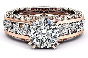 SXFSE Luxury and Shining Fashion Women Color Separation Rose Gold Wedding Engagement Floral Ring