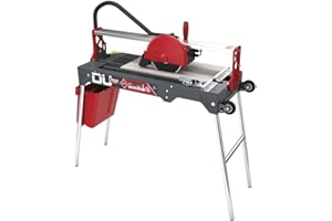RUBI DU-200 EVO 650 Rail Saw (26" Cut) Mobile Head Tile Cutter - For Ceramic and Porcelain Tiles - Foldable Legs, Wheels for Easy Transport, External Water Tank, C³ System, 8" Diamond Blade Included