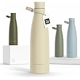 LARS NYSØM Stainless Steel Insulated Water Bottle 25oz 34oz | Insulated Thermo Flask for Hot and Cold Beverages | Leakproof Drinking Bottle (Almond Beige, 33.9oz)