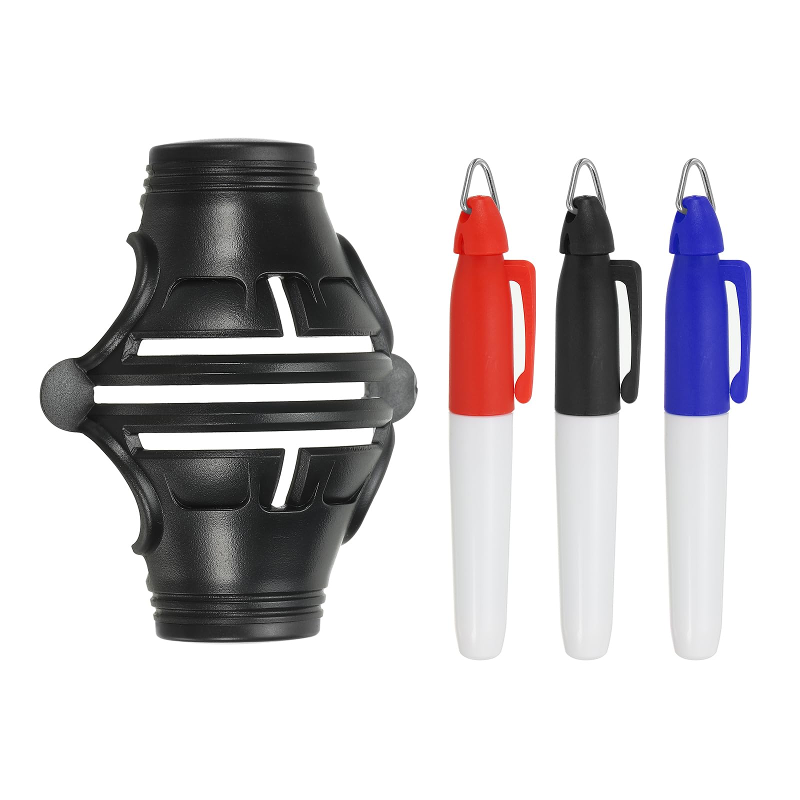 PATIKIL Golf Ball Marker Stencil 360 Degree Triple Track Golf Ball Alignment Marking Tool Line Drawing Marker with Marker Pens for Men Women, Black