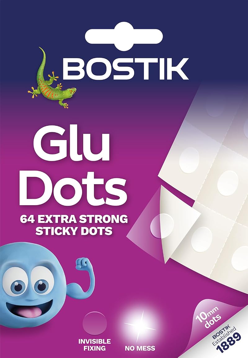 Bostik Extra Strong Glu Dots Clear 64 Pack Double Sided Glue Dots
