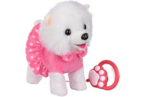WorWoder Electronic Singing Walking and Barking Plush Dog Toy Interactive Puppy Dog with Remote Control Leash for Kids Toddler Gifts Birthday Girls Boys (White)