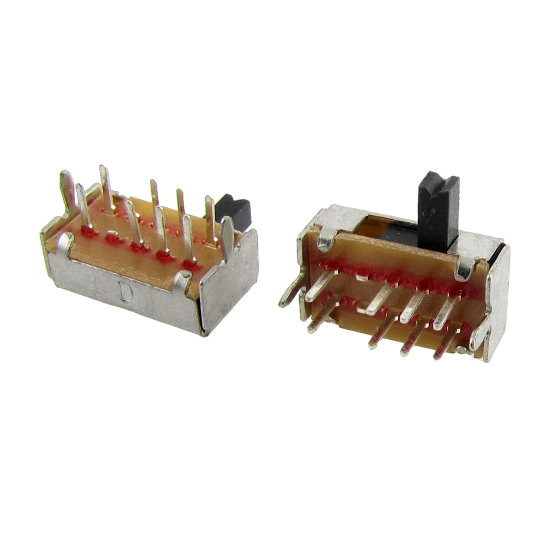 Sourcingmap 10 Pcs DP3T 2P3T 3 Position Mini Horizontal Slide Switch 8 Pin PCB SK23D07-VG4