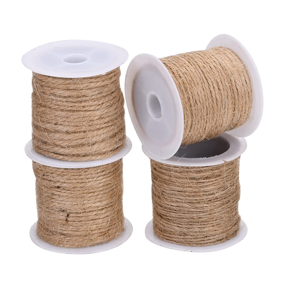 Airssory 4Rolls 1/1.5/2/3mm Thick Burlap Ribbon Hessian Ribbon Jute Cord for Christmas Wedding Gifts Burlap Fabric Party Decoration Craft DIY Kitchen Ornaments
